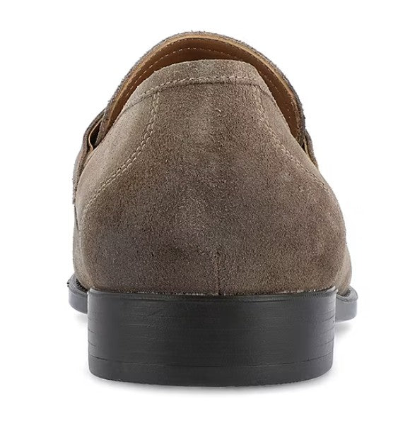 Thomas & Vine Men's Size 13, Bishop Moc Toe Penny Loafers, Taupe Suede