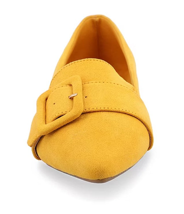 Journee Women's Size 7, Audrey Slip-on Pointed Toe Ballet Flats, Mustard