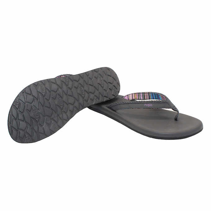 Flojos Ladies' Size 6, Maddy Flip Flop Sandal, Black-Lavender, Customer Return