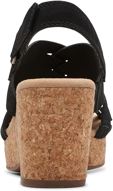 Clarks Women's Size 9 M, Giselle Ivy Slingback Wedge Sandals, Black Nubuck