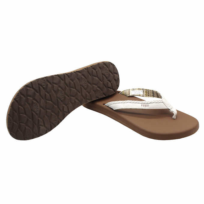 Flojos Ladies's Size 9, Maddy Flip Flop Sandal, Ivory-Tan, Customer Return