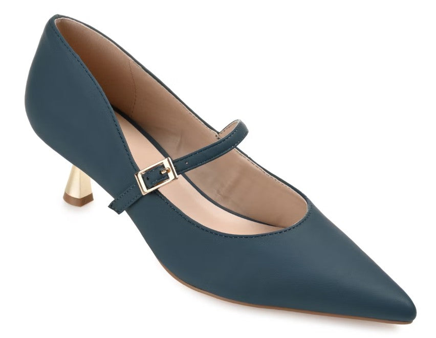 Journee Collection Women's Size 8.5, Manza Kitten Heel Mary Jane Pumps, Navy