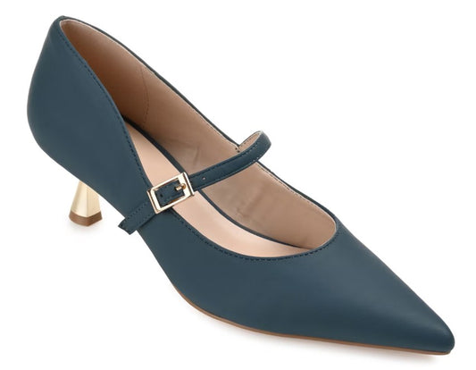 Journee Collection Women's Size 8.5, Manza Kitten Heel Mary Jane Pumps, Navy