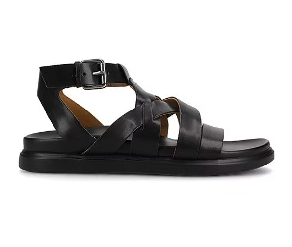 Journee Collection Women's Size 8 M, Mistee Flat Multi-Strap Sandals, Black