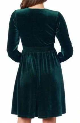 Briggs Ladies' Size Small (4-6) Long Sleeve Velvet Dress, Green