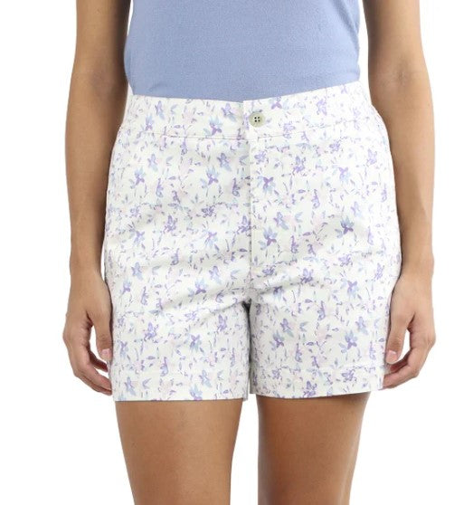 Jachs Girlfriend Ladies' Size Small Printed Chino Shorts, White Floral