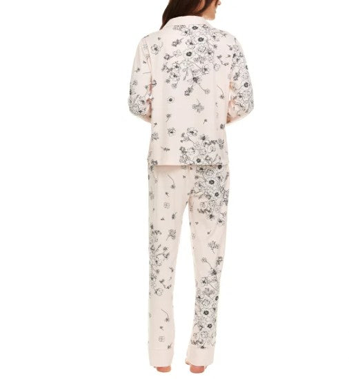 Flora Nikrooz Womens Size XS (0-2) Satin Trim Notch Collar PJ Set, Pink, Grade A