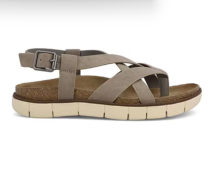 Mia Amore Women's Size 7 Wide, Elain Adjustable Strap Flat Sandals, Taupe