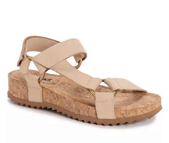 MUK LUKS Women's Size 7, Piper Hook and Loop Comfort Sandals, Khaki