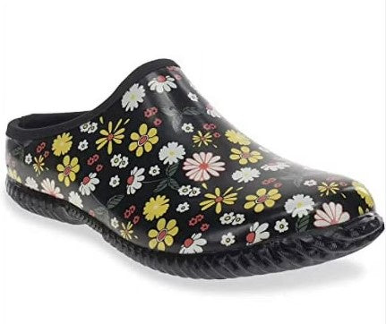 Western Chief Ladies' Size 8, Garden Clog, Black Petal Party, Customer Return