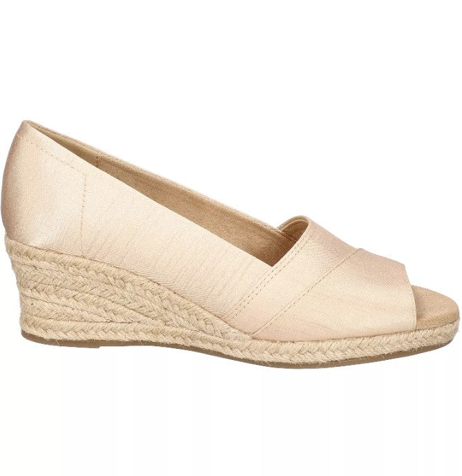 Easy Street Women Size 8.5 W, Jasper Wedge Espadrille Sandals, Natural Thai Silk