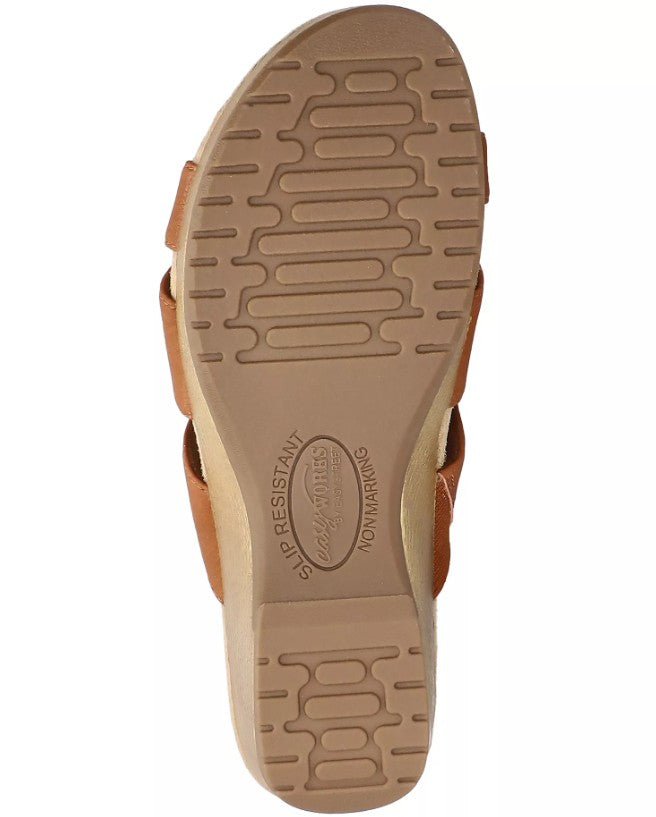 Easy Works by Easy Street Women's 8 WW, Ren Slip-Resistant Sandals, Tan