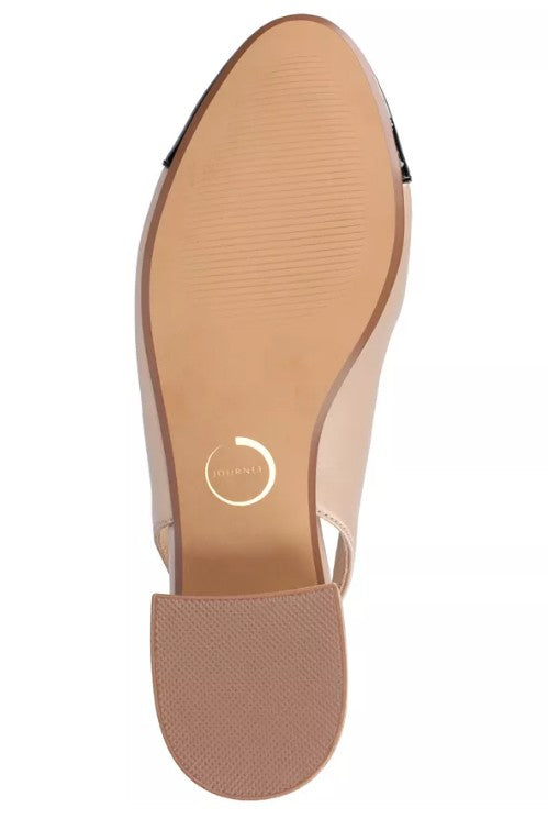 Journee Womens 6 Wide, Sammie Low Heel Slingback Two-Tone Cap Toe Pumps, Taupe