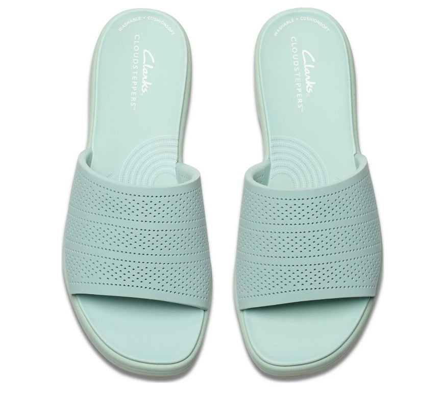 Clarks Cloudsteppers Women's Size 7, Drift Twist Slip-On Sandals, Mint, Grade A