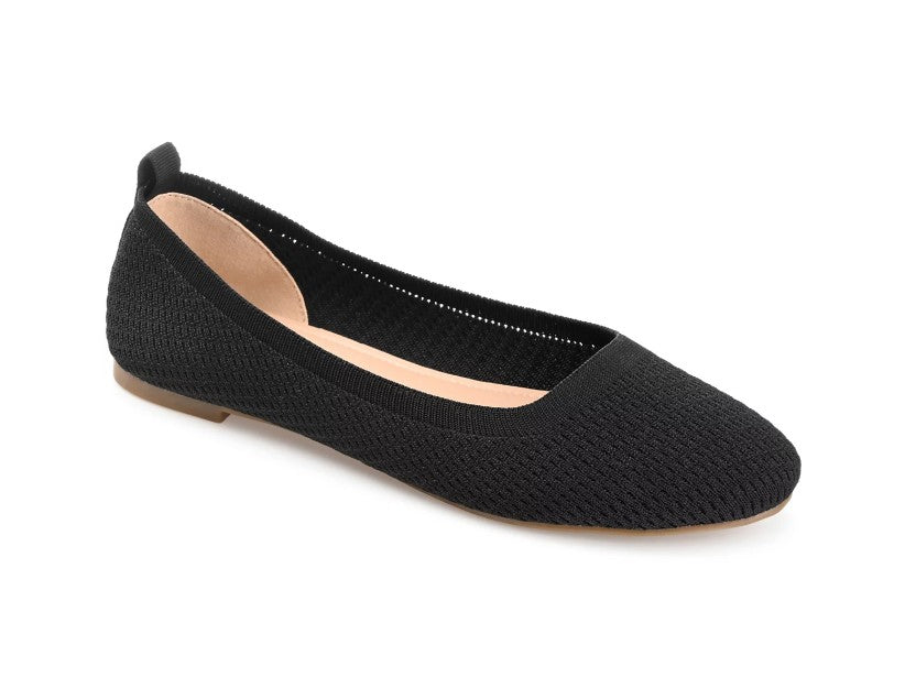 Journee Collection Womens Size 8.5 W, Maryann Knit Round Toe Ballet Flats, Black