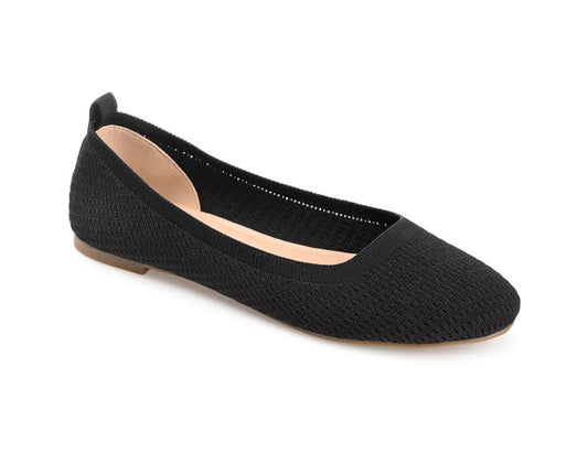 Journee Collection Womens Size 8.5 W, Maryann Knit Round Toe Ballet Flats, Black