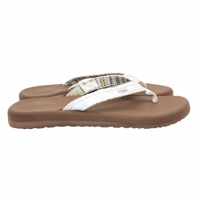 Flojos Ladies's Size 9, Maddy Flip Flop Sandal, Ivory-Tan, Customer Return