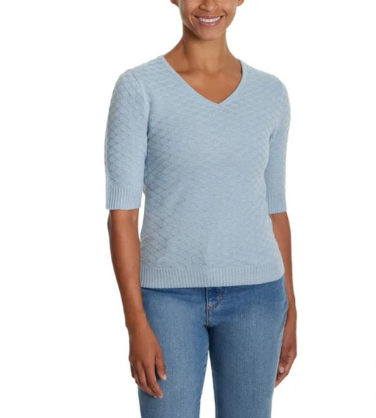 Ella Moss Women's Size XL (16-18) Elbow Sleeve Sweater, Light Blue