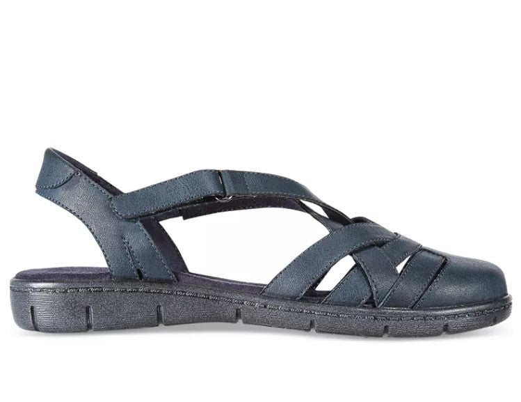 Easy Street Women's Size 7.5 M, Garrett Flats Closed Toe Sandals, Navy