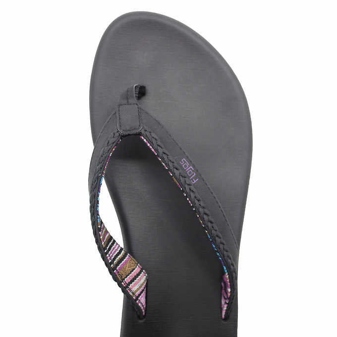 Flojos Ladies' Size 6, Maddy Flip Flop Sandal, Black-Lavender, Customer Return