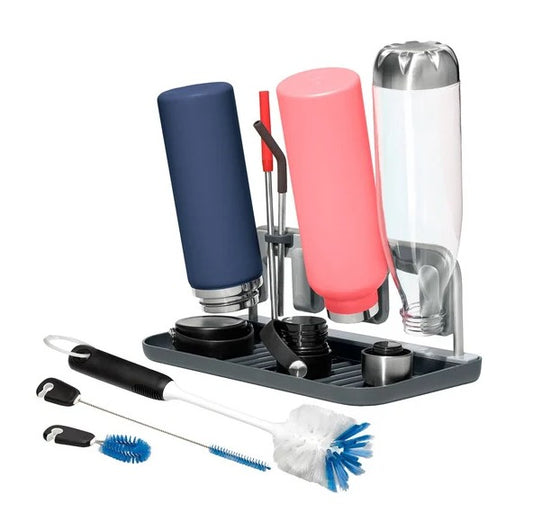 OXO SoftWorks Water Bottle Cleaning & Drying Set, Holds 4 Bottles, New in Box