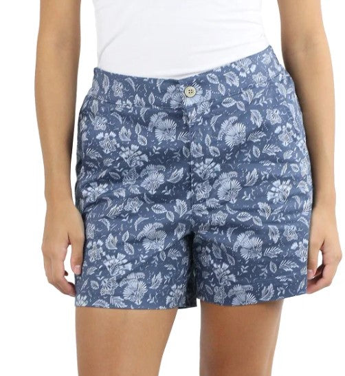 Jachs Girlfriend Ladies' Size Small Printed Chino Shorts, Blue Floral