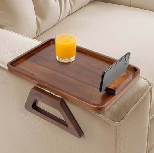 Smart Design Acacia Sofa Armrest Tray, 15.3” L x 10.6” W x 6.4” H, Open Box