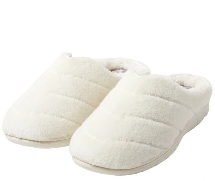 Dearfoams Women's Size Medium (7/8) Indoor/Outdoor Slippers, Cream, Grade B