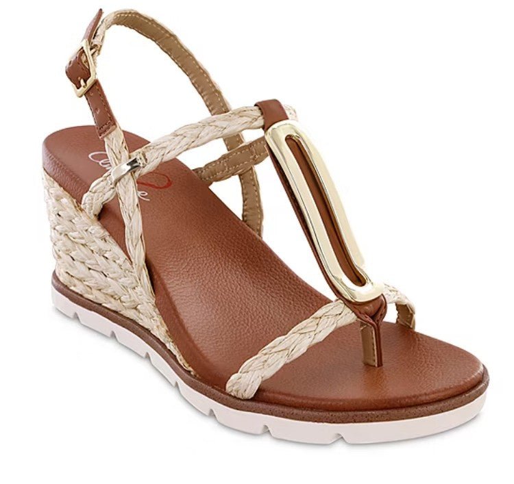 Mia Amore Women's Size 8, Tyrah Raffia Wedge Heel Sandals, Natural