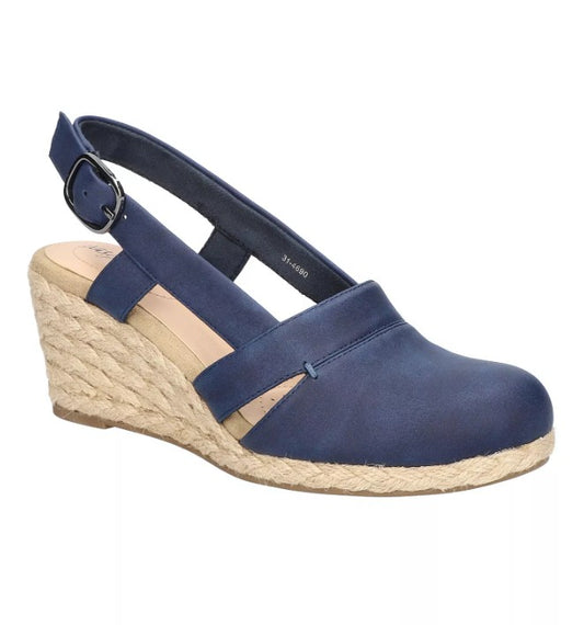 Easy Street Women's Size 9, Stargaze Espadrille Slingback Wedge Shoes, Navy