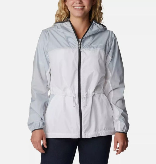 Columbia Ladies' Size XL (12-14) Convertible Hooded Jacket, White / Grey