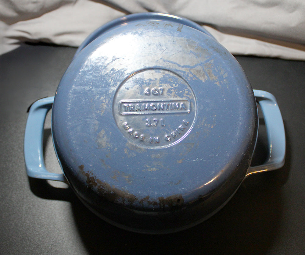 Tramontina 4-quart Enameled Cast Iron Round Dutch Oven, Blue, Pre-owned