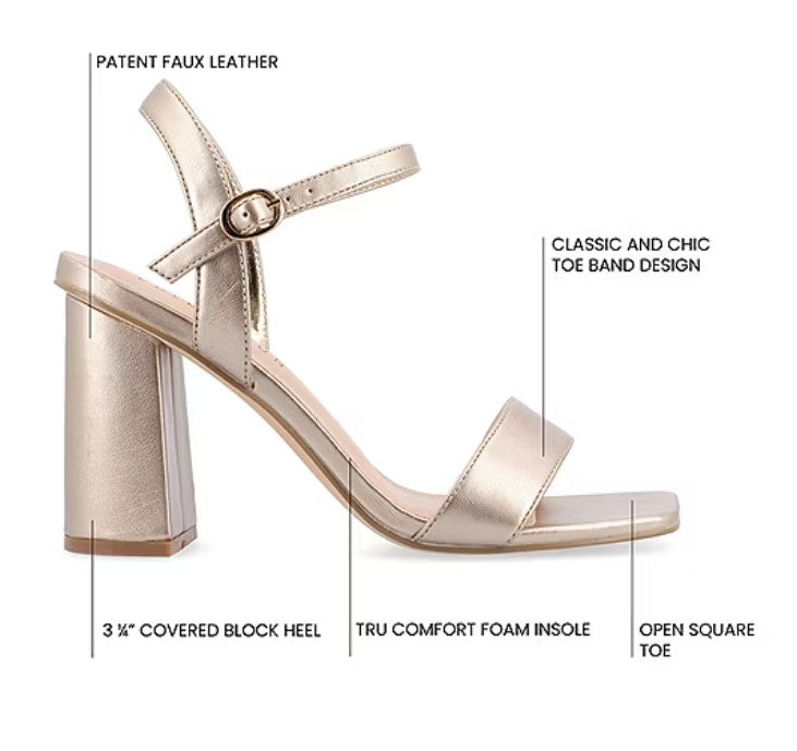 Journee Collection Women's Size 7 Tivona Block Heel Dress Sandals, Gold