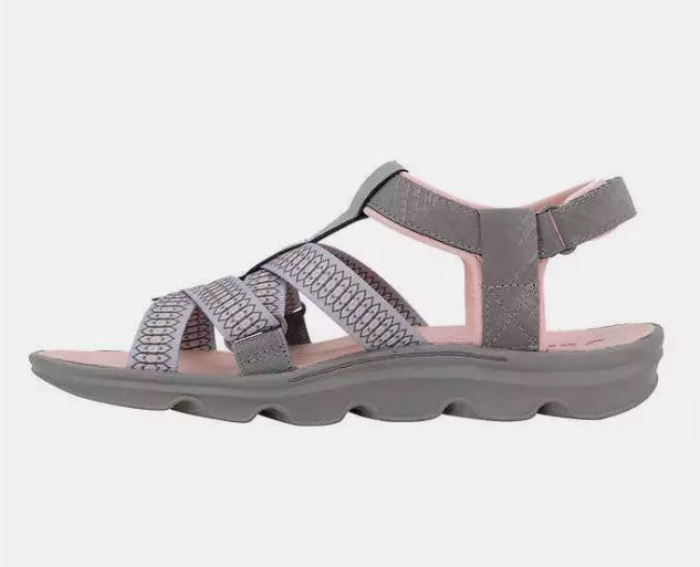 Jsport Ladies' Size 10 Strap Sandals All Terra Traction, Grey, Customer Return