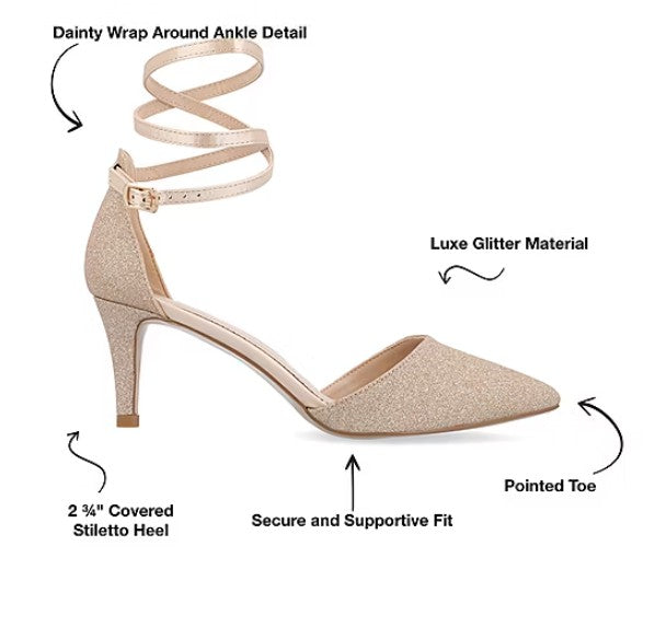 Journee Collection Luela Women's Size 6, Pointed Stiletto Dress Pumps, Rose Gold