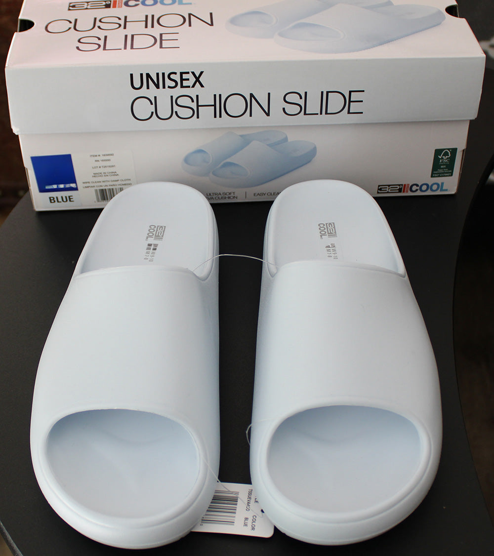 32 Degrees Unisex Size Medium (W 7.5-8.5 / M 5.5-6.5) Cushion Slide Sandal, Blue