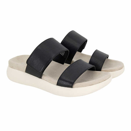 Kensie Ladies' Size 8.5 Double Band Sandal, Black, Customer Return