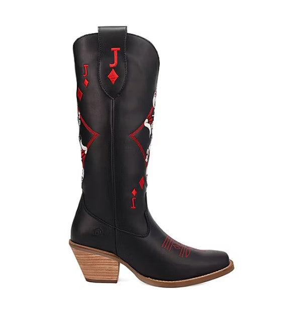 Dingo Womens Size 11 M, Jack Of Diamonds Embroidered Black Leather Cowboy Boots