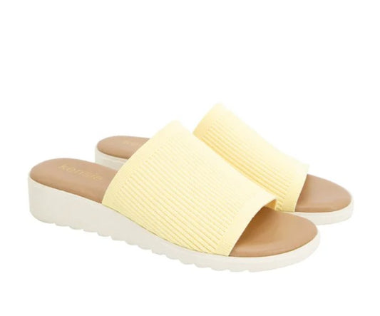 Kensie Women's Size 9 Knit Slip On Sandals, Yellow New (NO BOX)