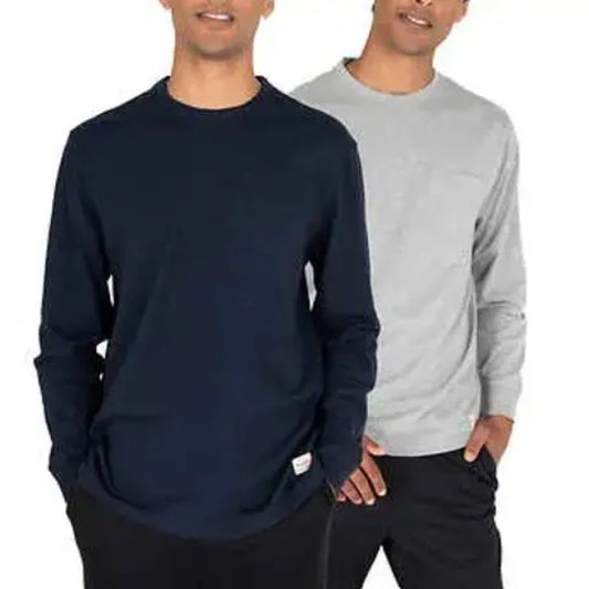 Weatherproof Vintage Men Size Large 2-PK Long Sleeve Tee T-Shirts, Black & Gray