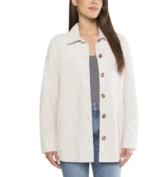 Matty M Ladies' Size XL (16) Corduroy Long Sleeve Shirt Jacket, White