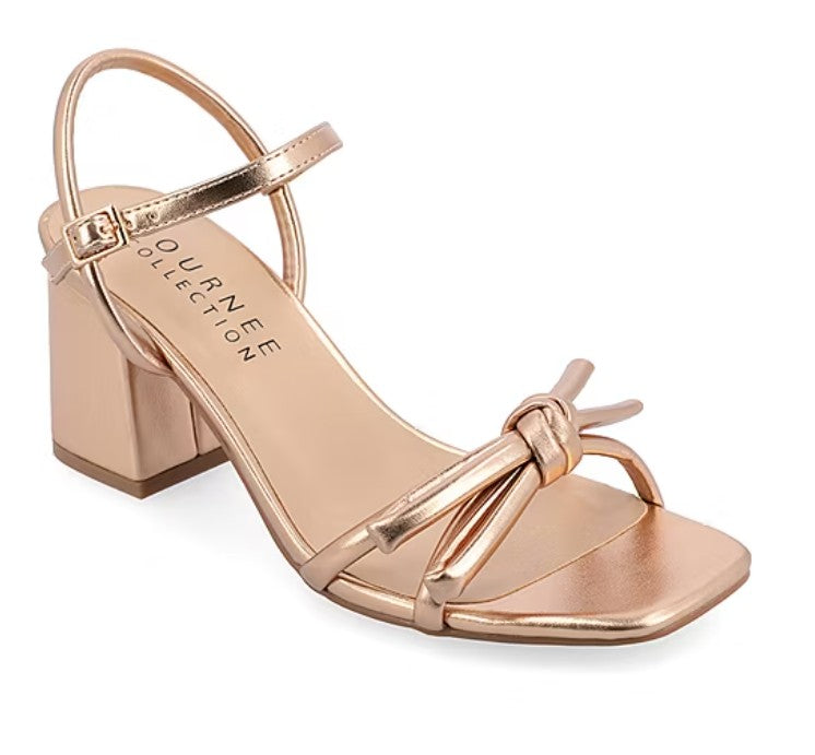 Journee Collection Women's Size 9, Meryl Heeled Dress Sandals, Champagne