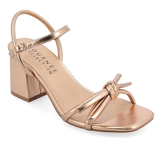 Journee Collection Women's Size 9, Meryl Heeled Dress Sandals, Champagne