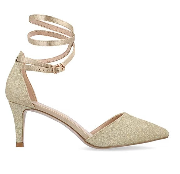 Journee Collection Luela Women's Size 6, Pointed Stiletto Dress Pumps, Gold