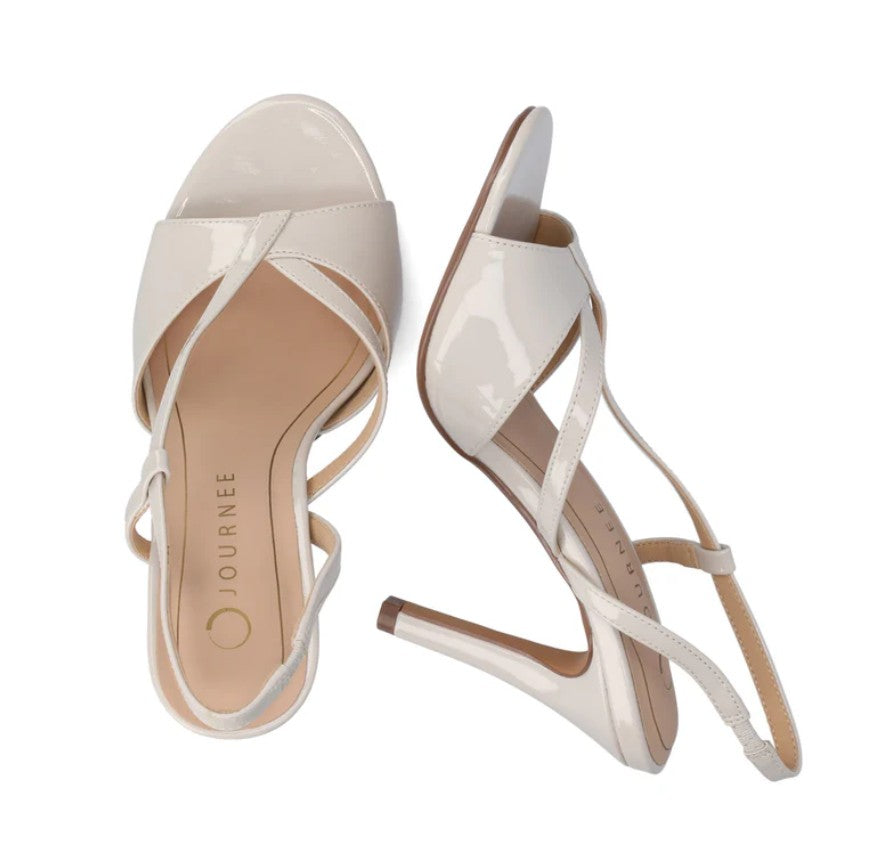 Journee Women's Size 7.5, Varra High Heel Stiletto Dress Sandals, Patent Bone