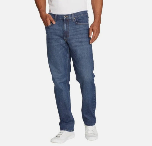 Eddie Bauer Men's Size 34x30 Classic Straight Fit Stretch Denim Jeans, Blue
