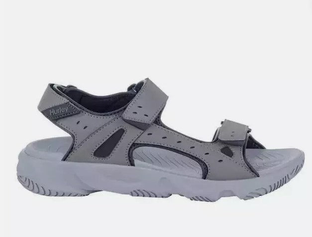 Hurley Men's Size 13 Hook and Loop Strap Sandal, Gray