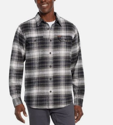 Orvis Men’s Size XXL Heavyweight Flannel Long Sleeve Shirt, Gray