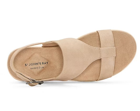 St. John's Bay Women's Size 10 M, Stanvick Slingback Flat Sandals, Sand, Grade A