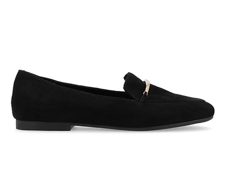 Journee Collection Wrenn Women's Size 9.5 W, Moc Closed Toe Loafers, Black Suede
